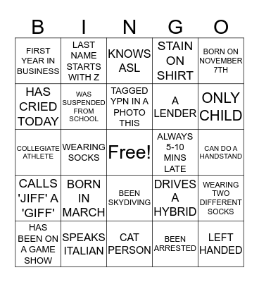 BINGO & MINGLE Bingo Card
