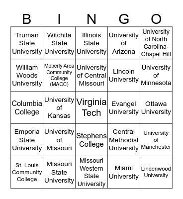 AVID College Bingo Card