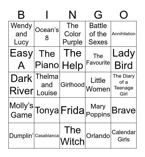 Fims Bingo Card