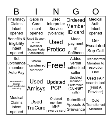 Ambetter Member Service Scavenger hunt! Bingo Card