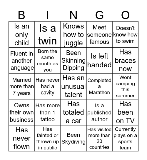 Grab a glass and get to know your neighbors Bingo Card