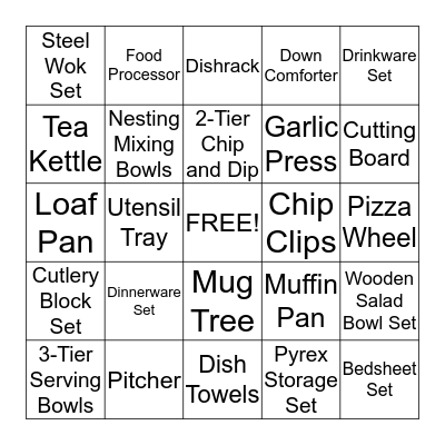 Bridal Shower Bingo! Bingo Card