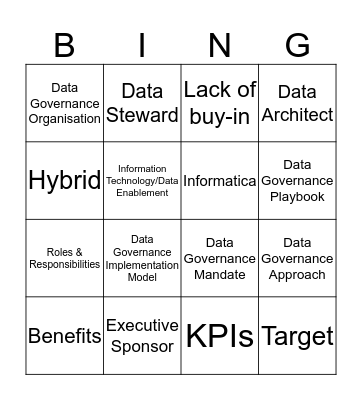 Data Governance Bingo Card