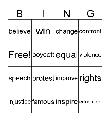 Word Bingo Card