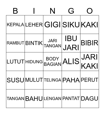 BAGIAN BADAN Bingo Card