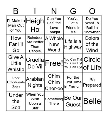 Disney Bingo Card