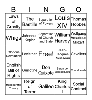 Age of Revolutions Bingo Card