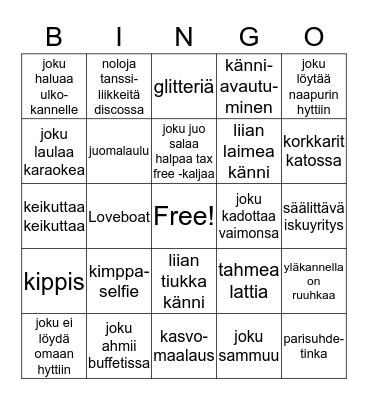 K Cruises evening bingo Card