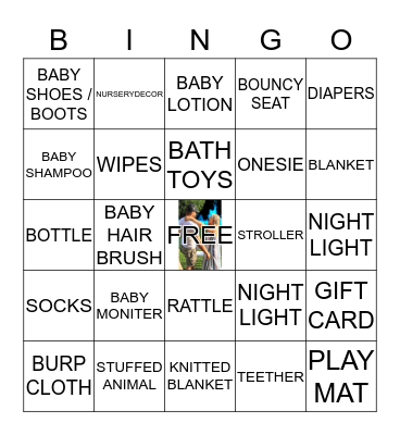 Baby Terrant's Gift Registry Bingo Card