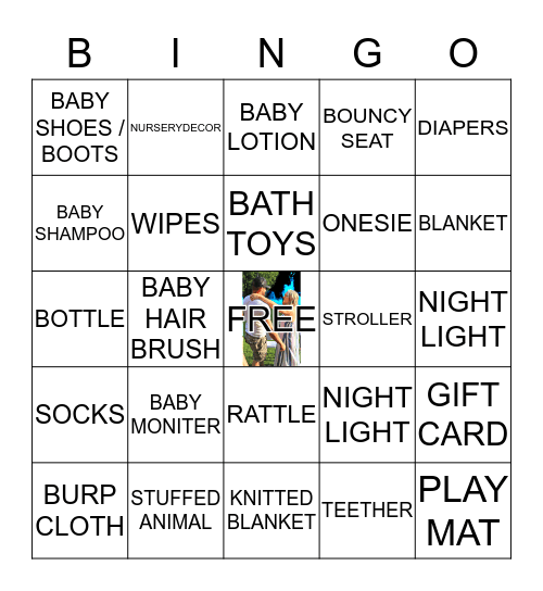 Baby Terrant's Gift Registry Bingo Card