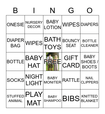 Baby Terrant's Gift Registry Bingo Card