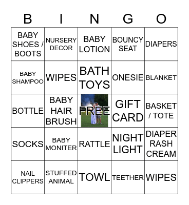 Baby Terrant's Gift Registry Bingo Card