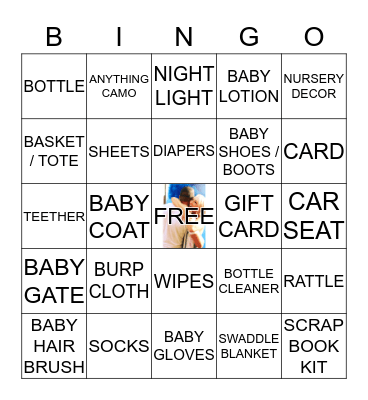 Baby Terrant's Gift Registry Bingo Card