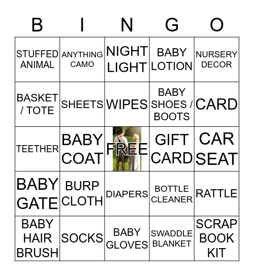 Baby Terrant's Gift Registry Bingo Card