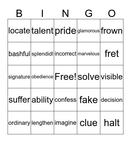 Dictionary (4) Bingo Card