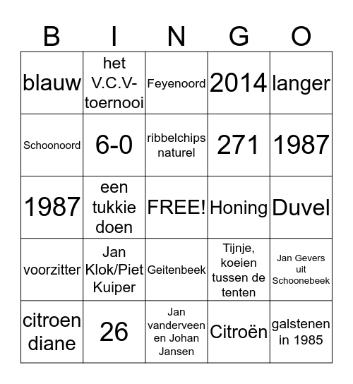 Jaap 65 jaar Bingo! Bingo Card