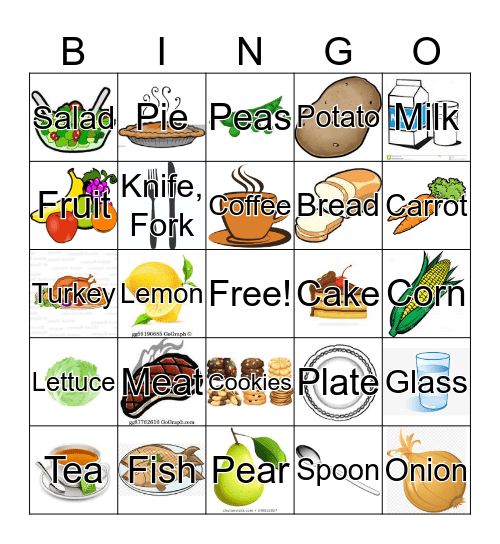 Food - A Bingo Card