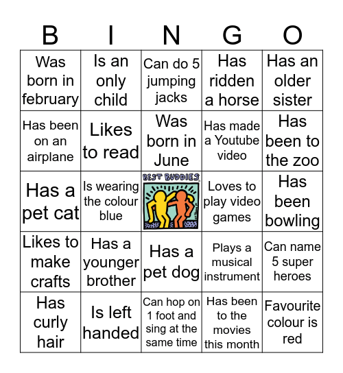 Best Buddies Bingo Card