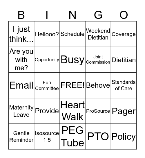 RD Buzzword Bingo Card