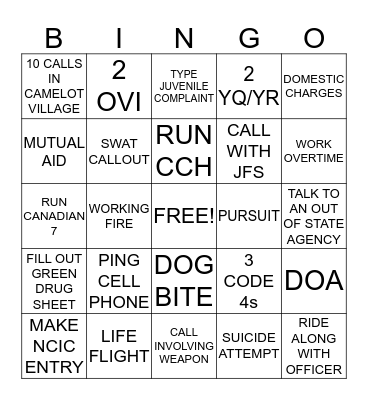 DISPATCHER BINGO Card