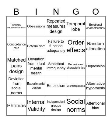 Key Terms Bingo Card