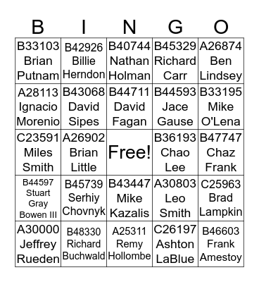 Tech number BINGO Card