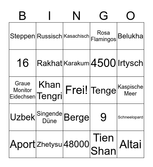 Kasachstan Natur BINGO Card