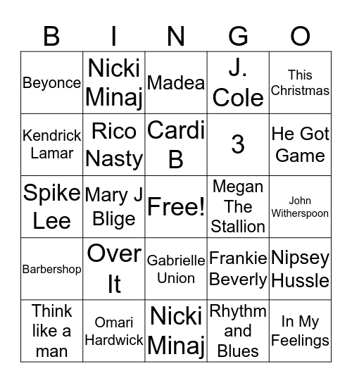 Black Bingo Card