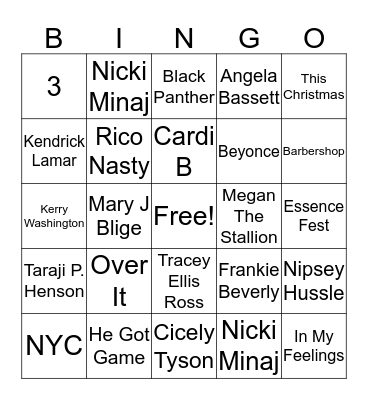 Black Bingo Card