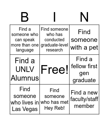 First-Gen Bingo!  Bingo Card