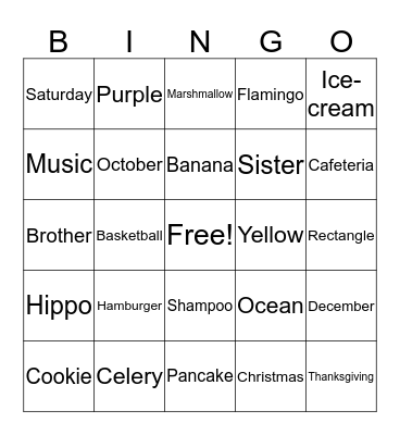 Speech Bingo! Bingo Card