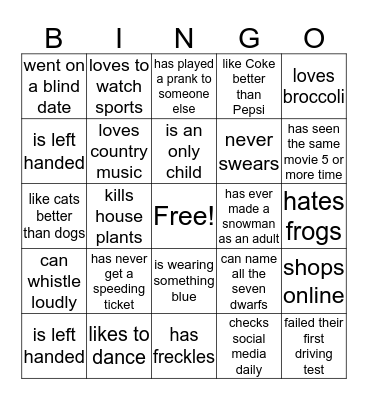 Alianza Mixer Bingo Card