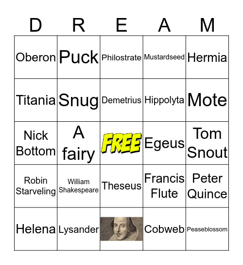Fairies and Humans Bingo Card