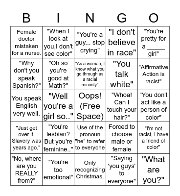 Ouch, Oops! Bingo Card
