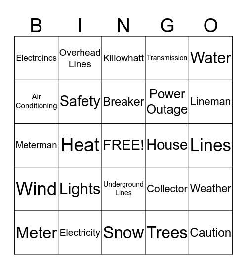 Power Bingo Card