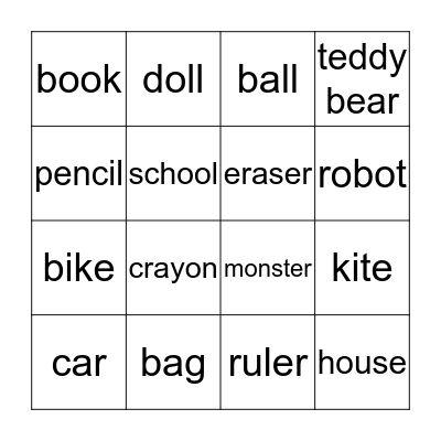 MY THINGS Bingo Card