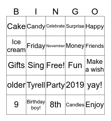 Happy Birthday Bingo Card