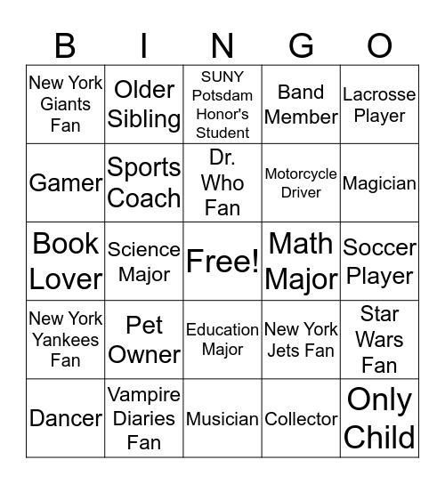 Get To Know You Bingo! Are you a(an)... Bingo Card