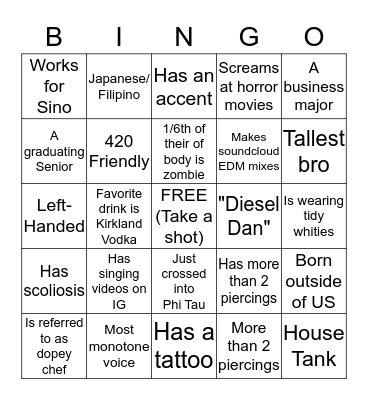 Bro Bingo Card