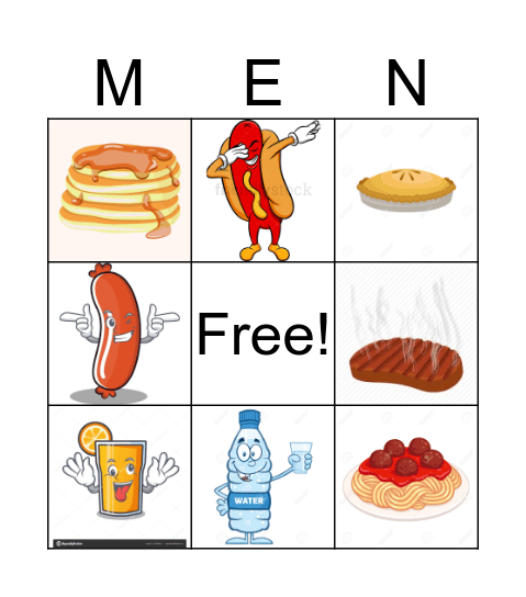 Menu Bingo Card