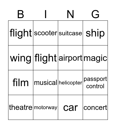 Vocabulary Unit 4 & 5 Bingo Card