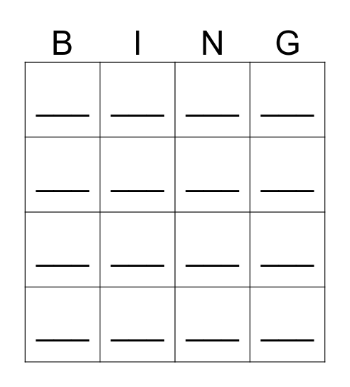 SUPER Bingo Card
