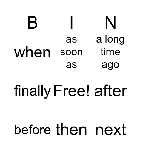 Story Bingo Card