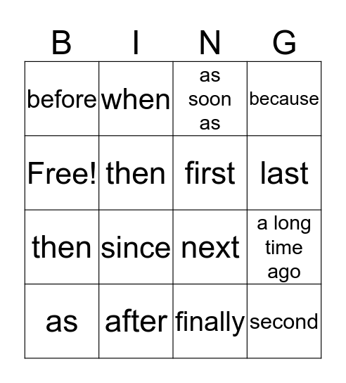 Story Bingo Card