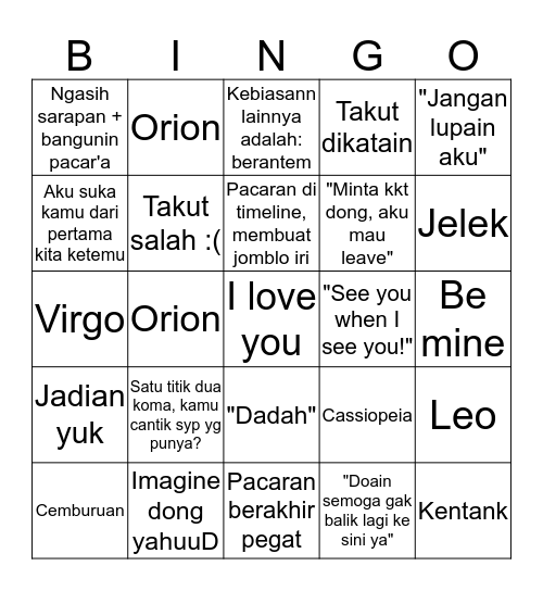 Bingo-nya Miyu Bingo Card