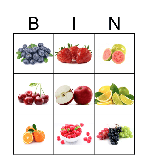 Fruta Bingo Card