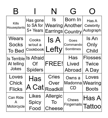 Young Adults Kickoff Bingo Card