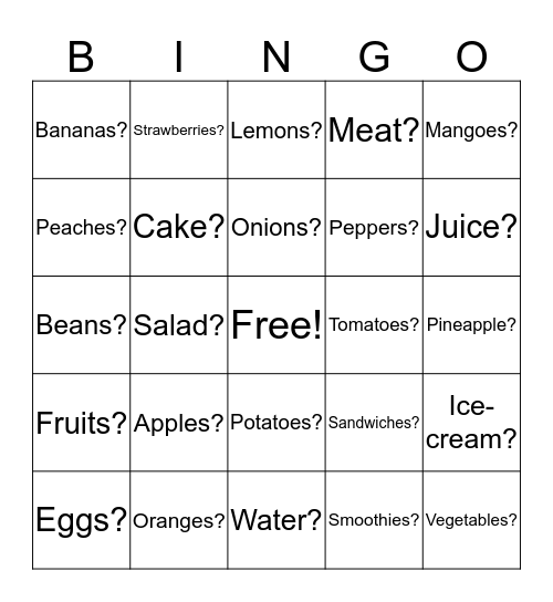 Do you like__________ Bingo Card