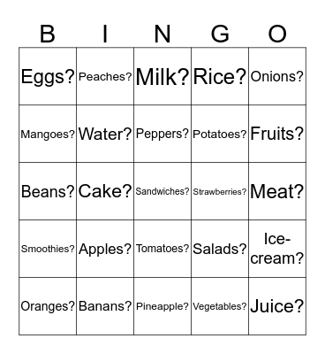 Do you like_______? Bingo Card