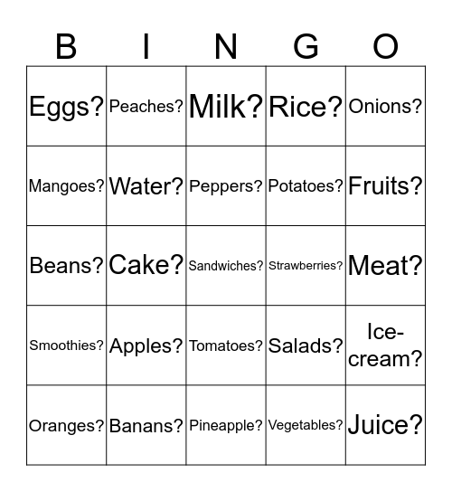Do you like_______? Bingo Card